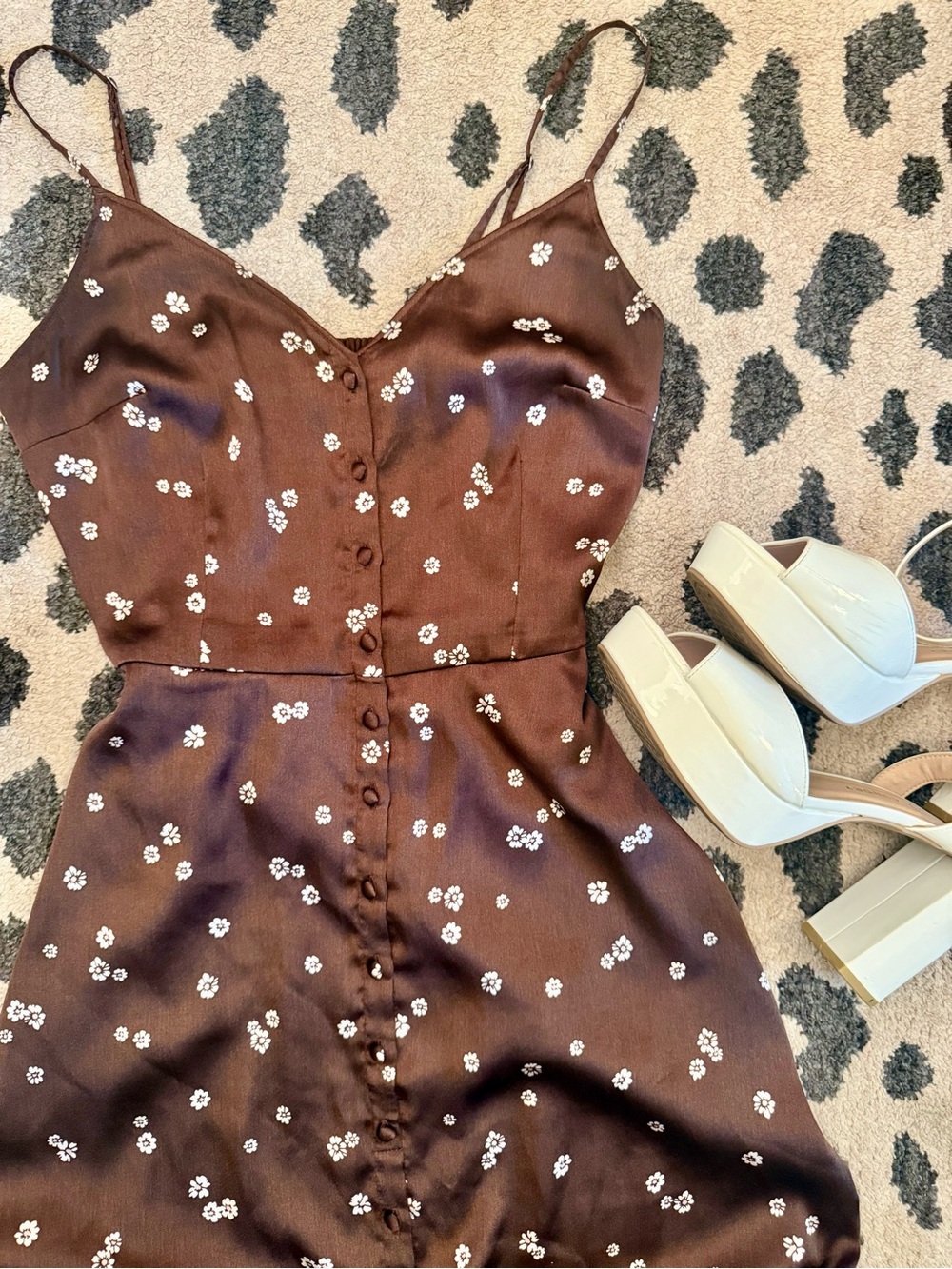 Abercrombie & Fitch Brown Floral Button Up Summer Dress